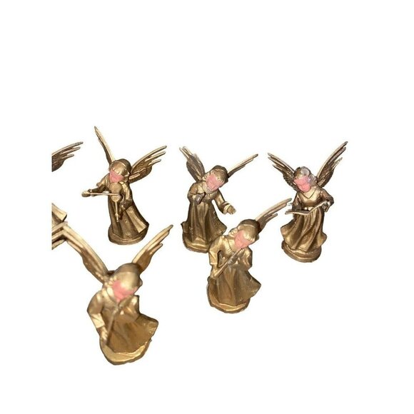 VTG Christmas 3” Hong Kong Plastic 8 ANGEL FIGURINES With Musical Instruments - Picture 3 of 5